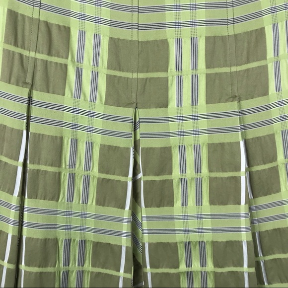 Burberry Lime Plaid Silk Pleated Skirt Sz 4 EUC - Picture 4 of 8